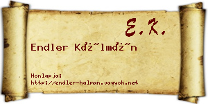 Endler Kálmán névjegykártya